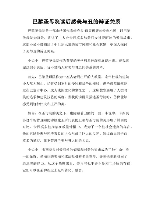 巴黎圣母院读后感美与丑的辩证关系