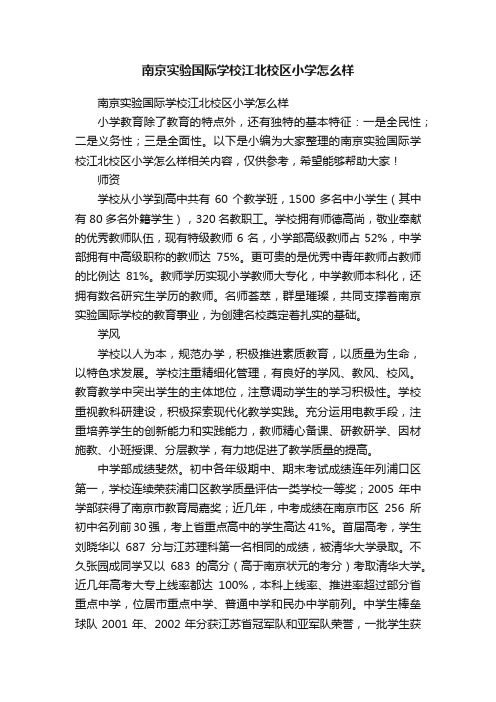 南京实验国际学校江北校区小学怎么样