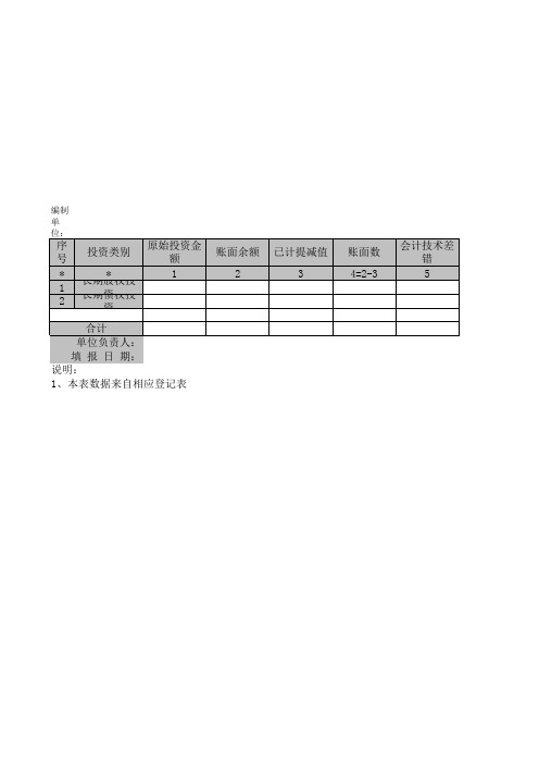 集团长期投资清查汇兑表