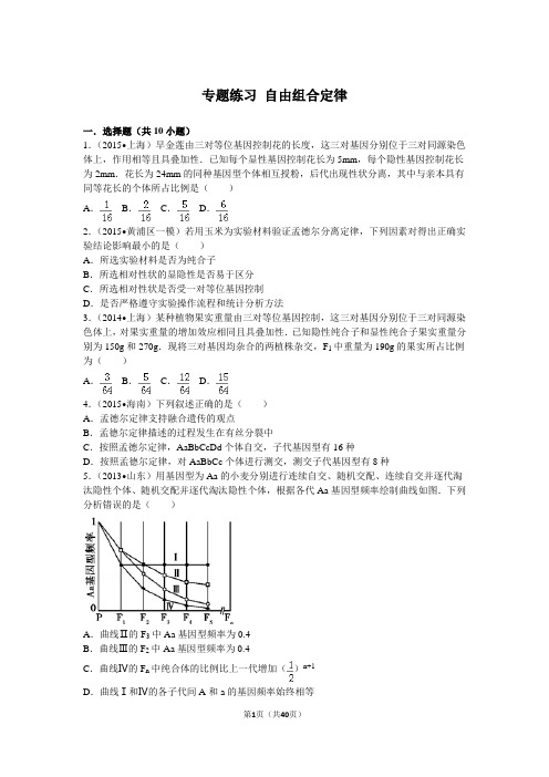 高中生物自由组合定律典型练习题与解答