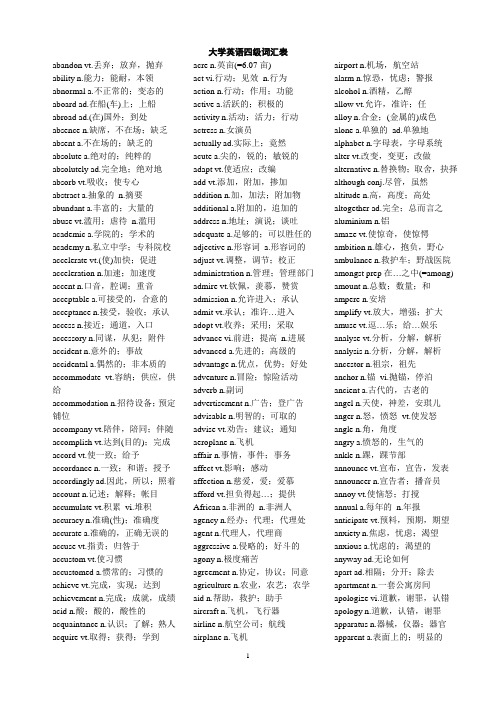 2016年大学英语四级cet4词汇表