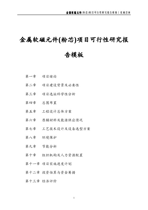 金属软磁元件(粉芯)项目可行性研究报告模板