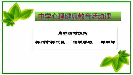 中学生心理健康教育活动课之《勇于面对挫折》(22张PPT)