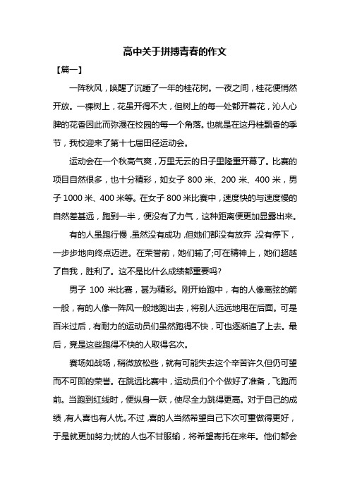 高中关于拼搏青春的作文共三篇