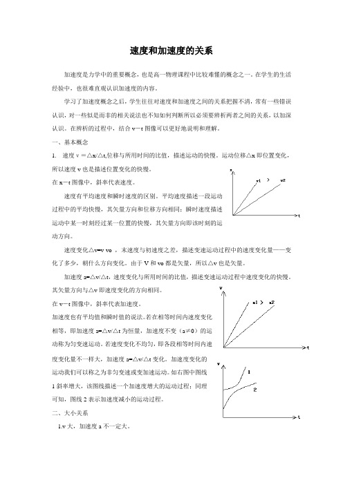 速度和加速度的关系