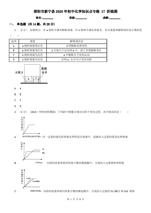 邵阳市新宁县2020年初中化学知识点专练 17 折线图