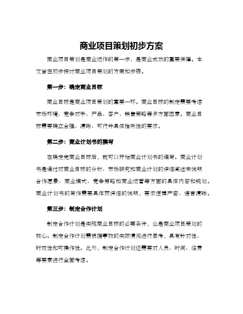 商业项目策划初步方案