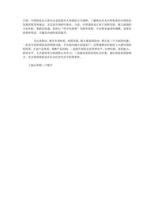 吴定富指出保险业巩固发展要注意三大问题