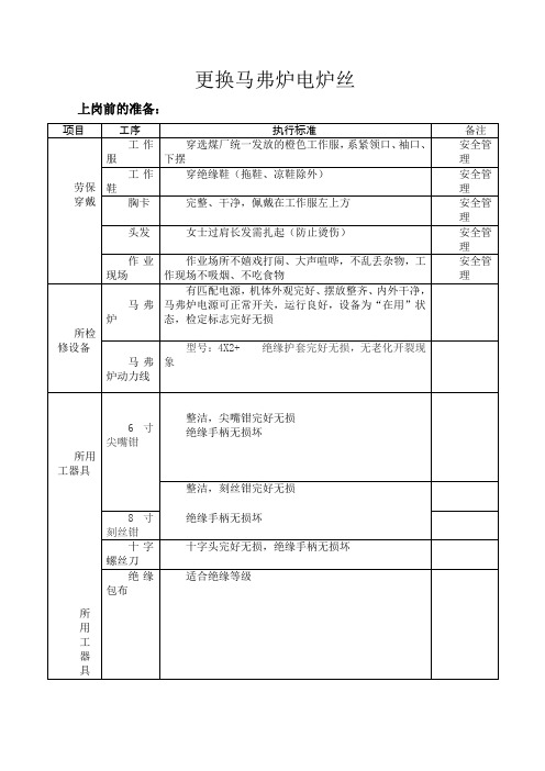 更换马弗炉电炉丝作业指导书