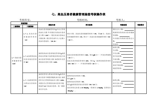 7 高血压患者健康管理抽查考核操作表