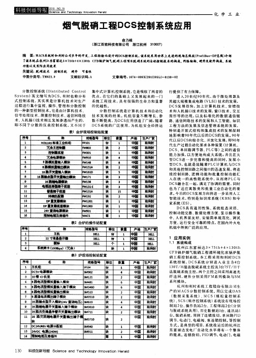 烟气脱硝工程DCS控制系统应用