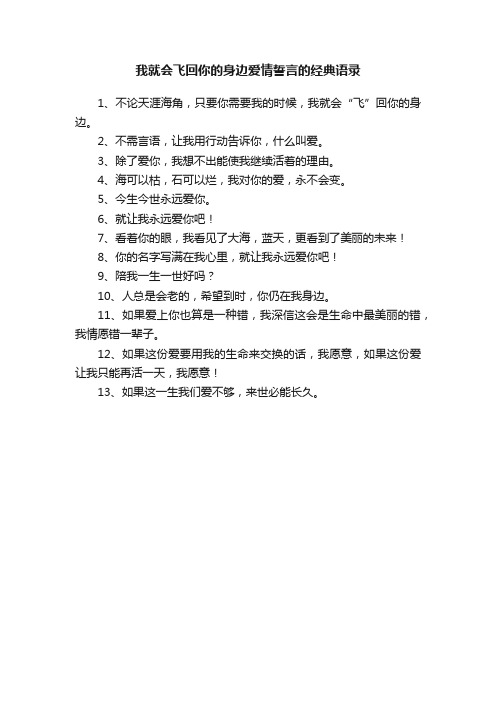 我就会飞回你的身边爱情誓言的经典语录