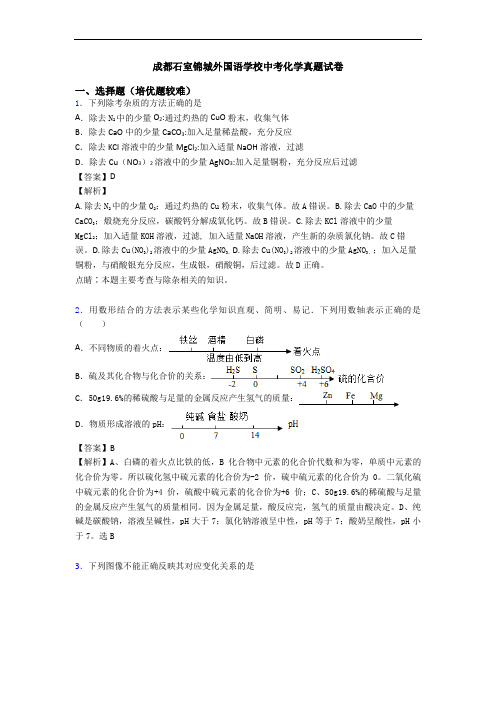 成都石室锦城外国语学校中考化学真题试卷