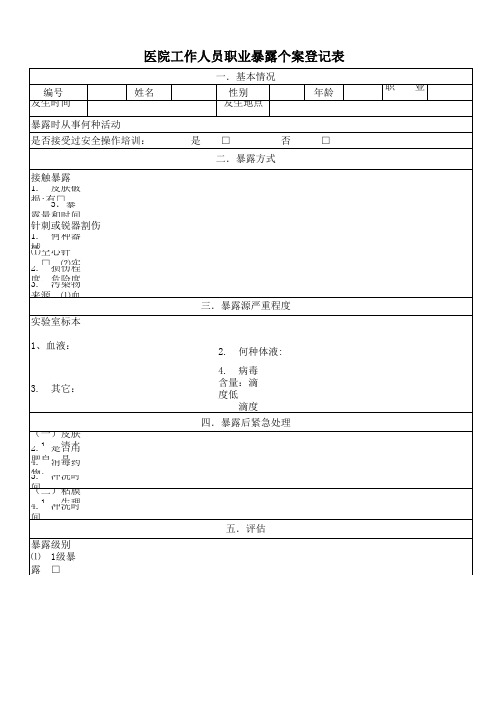 职业暴露处置登记表