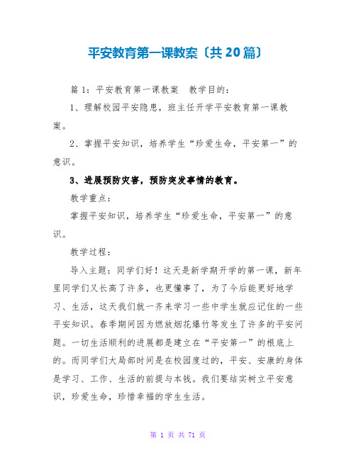 安全教育第一课教案(共20篇)