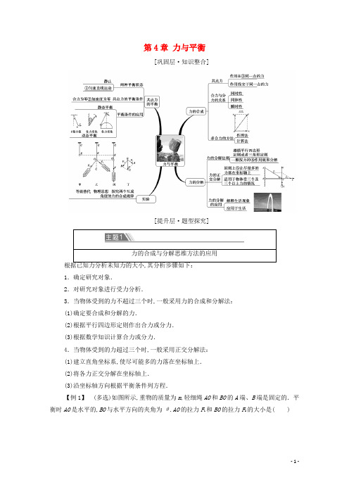 新教材高中物理第4章力与平衡章末综合提升学案鲁科版必修第一册