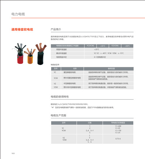 人民电器 通用橡套软电缆 产品说明书