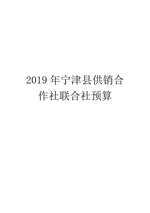 2019年宁津县供销合作社联合社预算