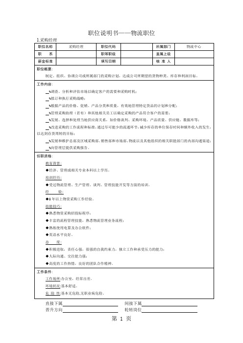 物流职位说明书共13页