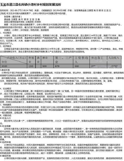 玉溪市澄江县右所镇小湾村乡村规划发展浅析