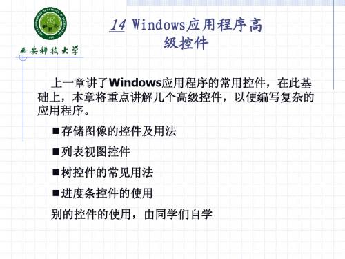 第七讲 Windows应用程序高级控件