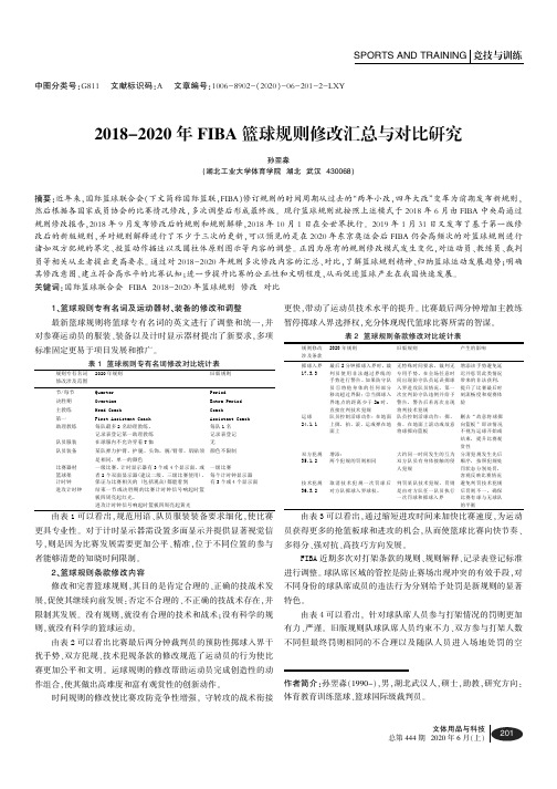 2018-2020年FIBA篮球规则修改汇总与对比研究