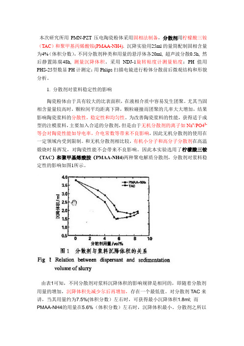 分散剂和粘结剂在压电陶瓷浆料制备中的作用