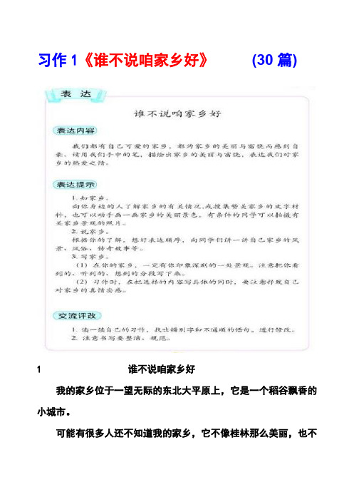 长春版5年级上册习作1《谁不说咱家乡好》范文(计30篇)