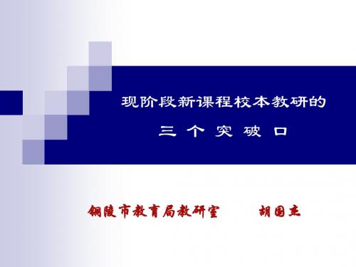 现阶段新课程校本教研的三个突破口.