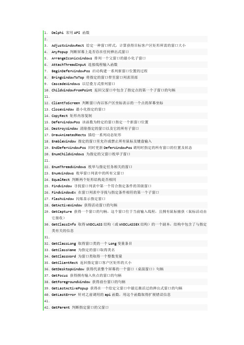 Delphi 常用API 函数