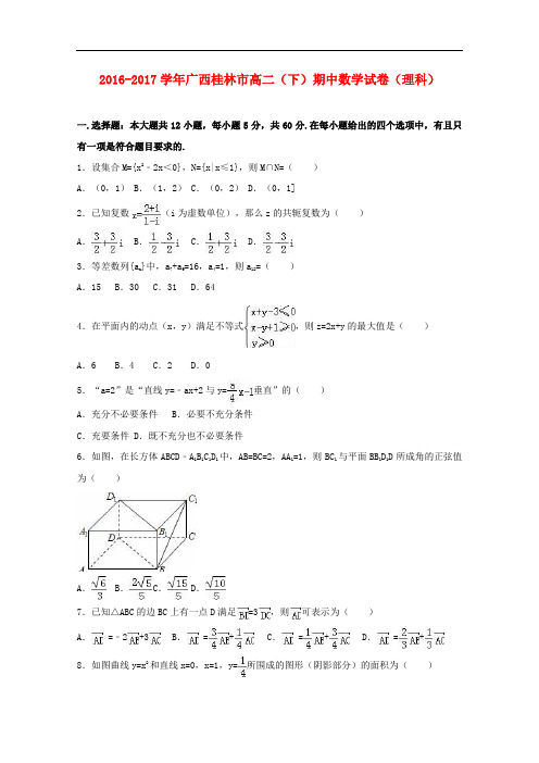 广西桂林市高二数学下学期期中试卷 理(含解析)