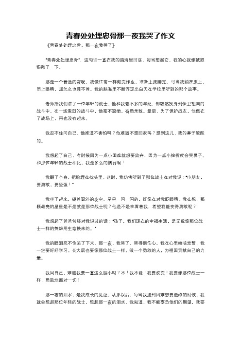 青春处处埋忠骨那一夜我哭了作文