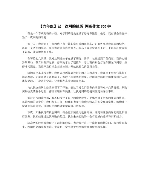 【六年级】记一次网购经历 网购作文700字