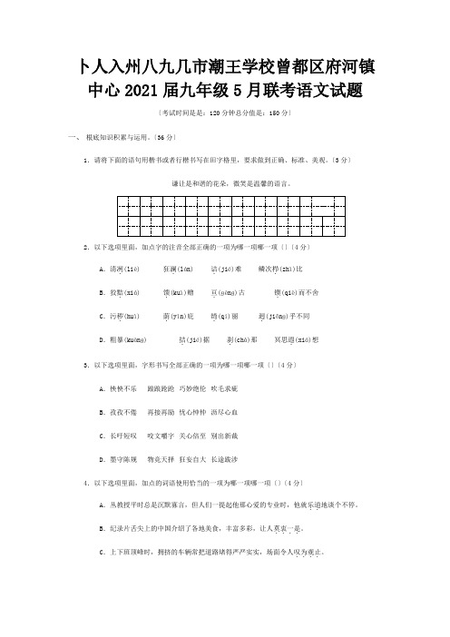 九年级5月联考试题  试题