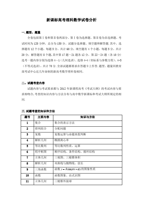 新课标高考理科数学试卷分析