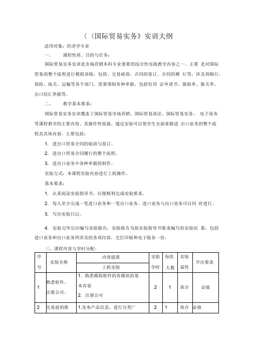 国际贸易实务实训大纲