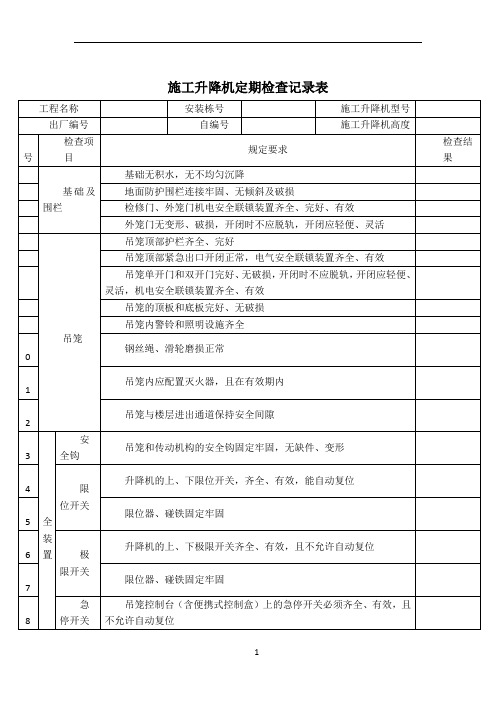 施工升降机定期检查记录表