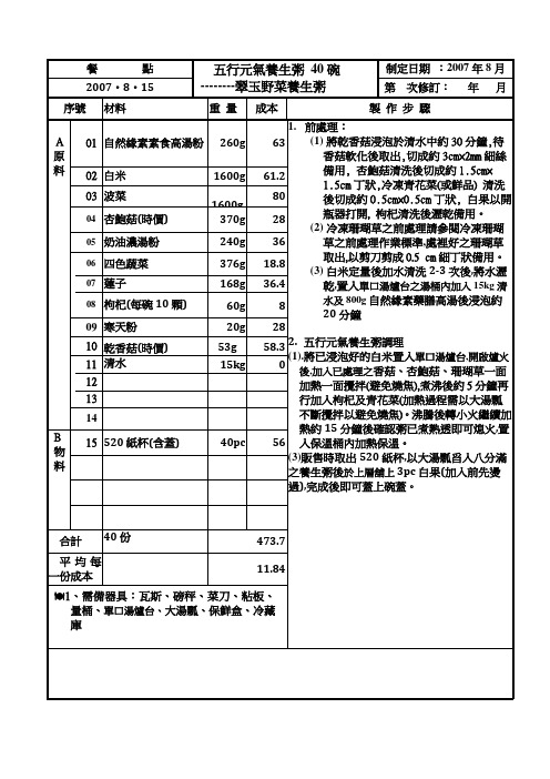 五行元气养生粥