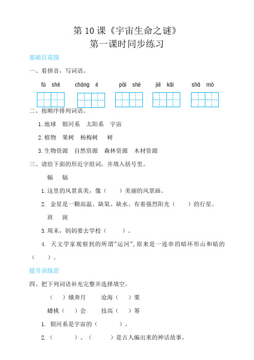 部编版小学六年级上册语文 10宇宙生命之谜同步练习试题(含答案)