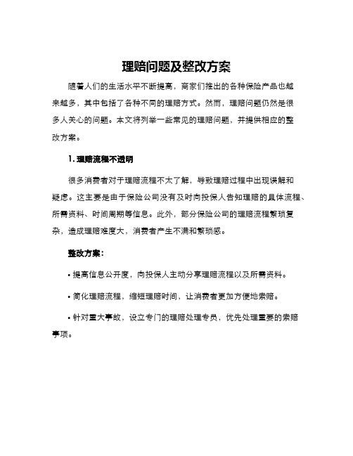 理赔问题及整改方案