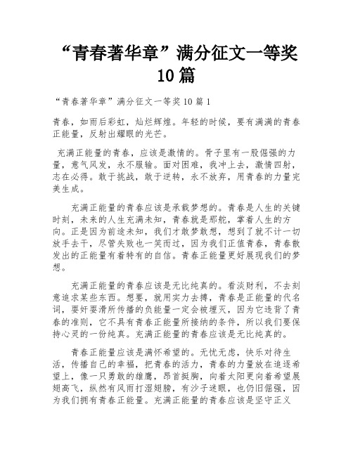 “青春著华章”满分征文一等奖10篇