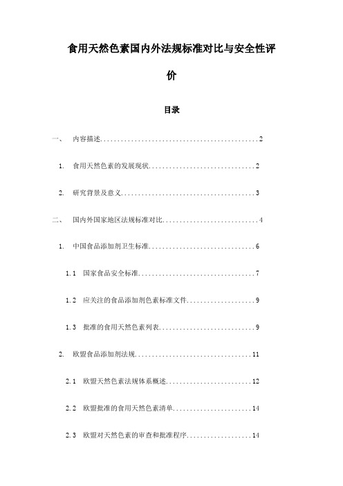 食用天然色素国内外法规标准对比与安全性评价