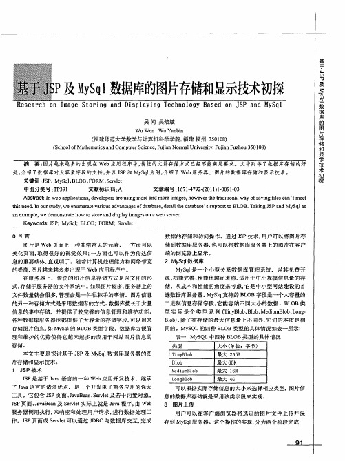 基于JSP及MySql数据库的图片存储和显示技术初探