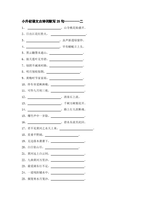 小升初语文古诗词默写25句(2)