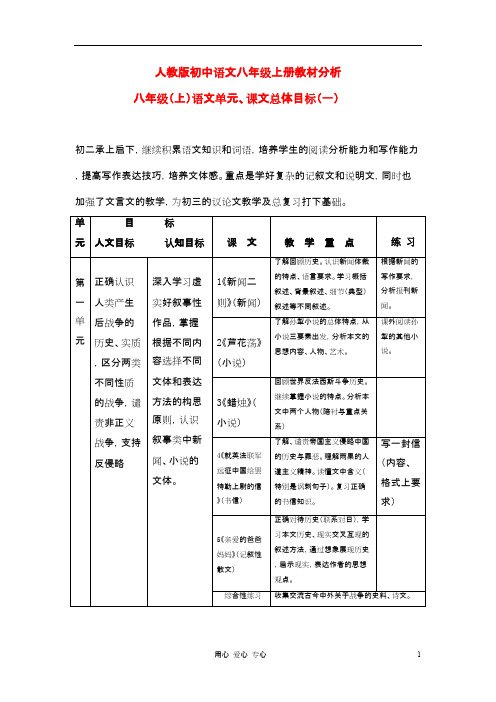 八年级语文上册 教材分析 人教新课标版