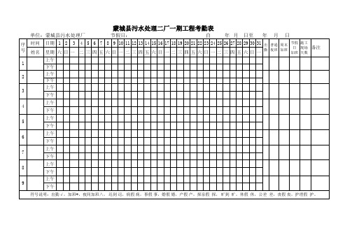 考勤表格式