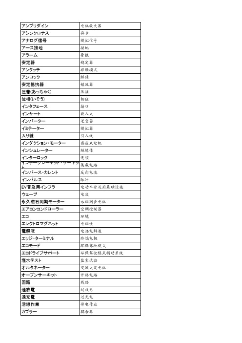 电动车用语(日中)