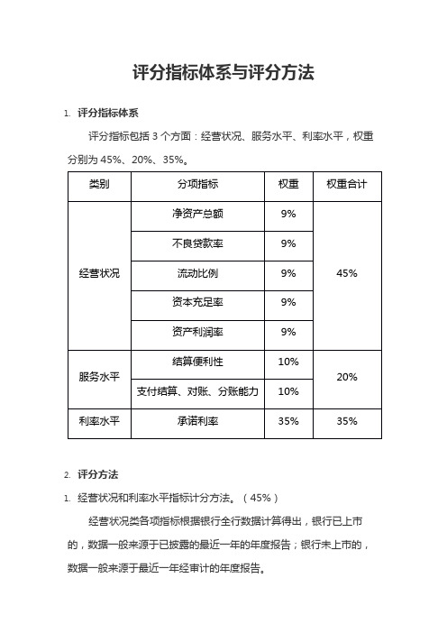 评分指标体系与评分方法