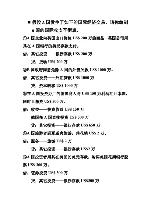 国际收支平衡表的记账