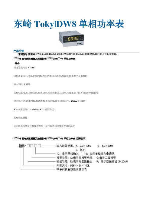 TOKY-D8单相功率表说明书